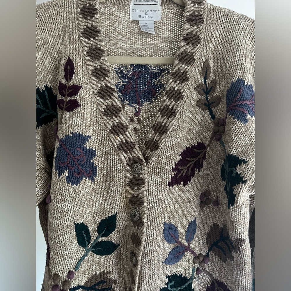 vintage hand embroidered floral cardigan